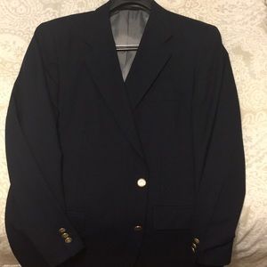 Navy blue blazer with brass buttons 48L.